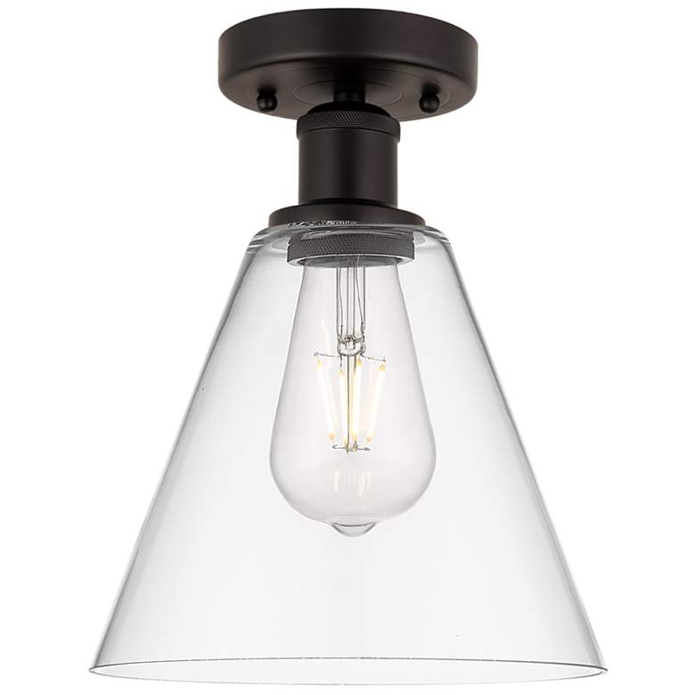 Image 1 Edison Berkshire 8" Semi-Flush Mount - Oil Rubbed Bronze - Clear Shad