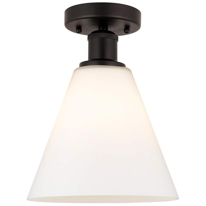 Image 1 Edison Berkshire 8" Semi-Flush Mount - Oil Rubbed Bronze - Matte Whit