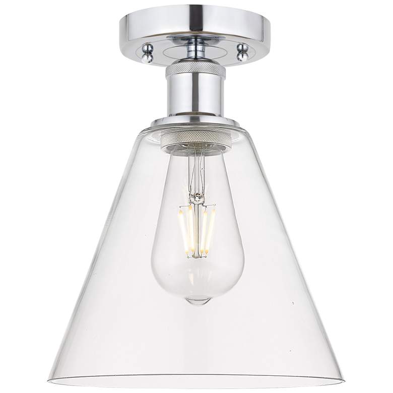 Image 1 Edison Berkshire 8" Semi-Flush Mount - Polished Chrome - Clear Shade