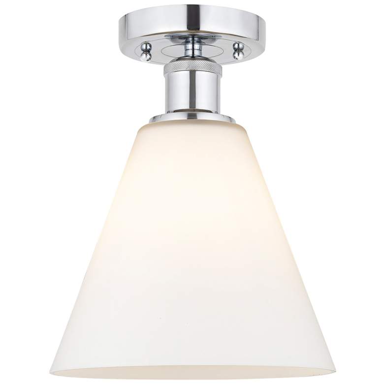 Image 1 Edison Berkshire 8" Semi-Flush Mount - Polished Chrome - Matte White
