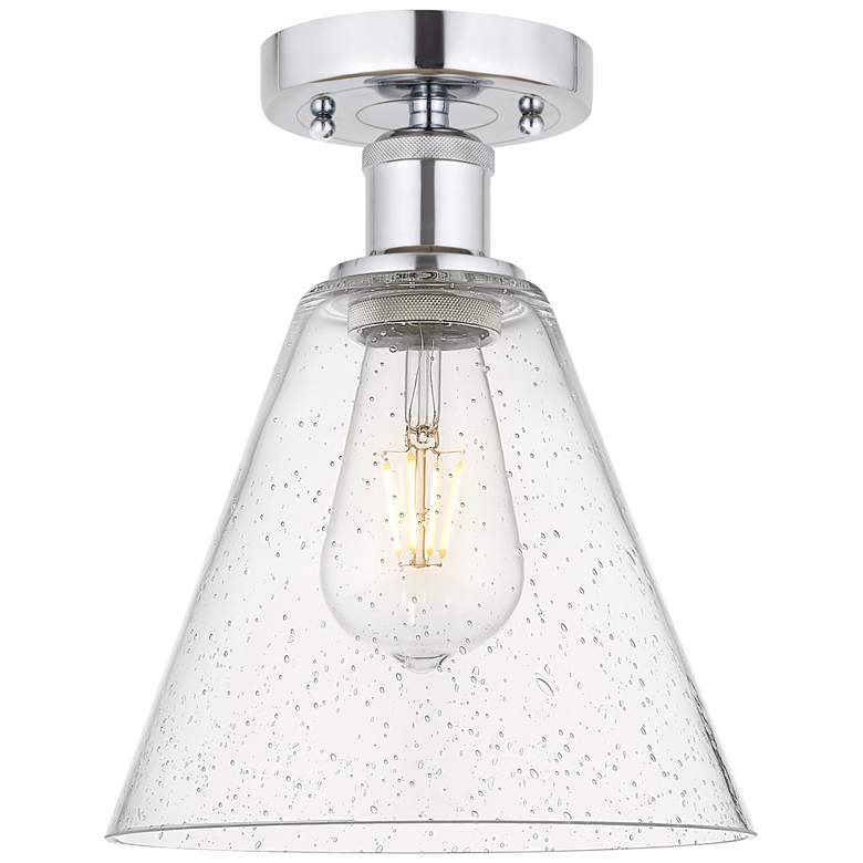 Image 1 Edison Berkshire 8" Semi-Flush Mount - Polished Chrome - Seedy Shade
