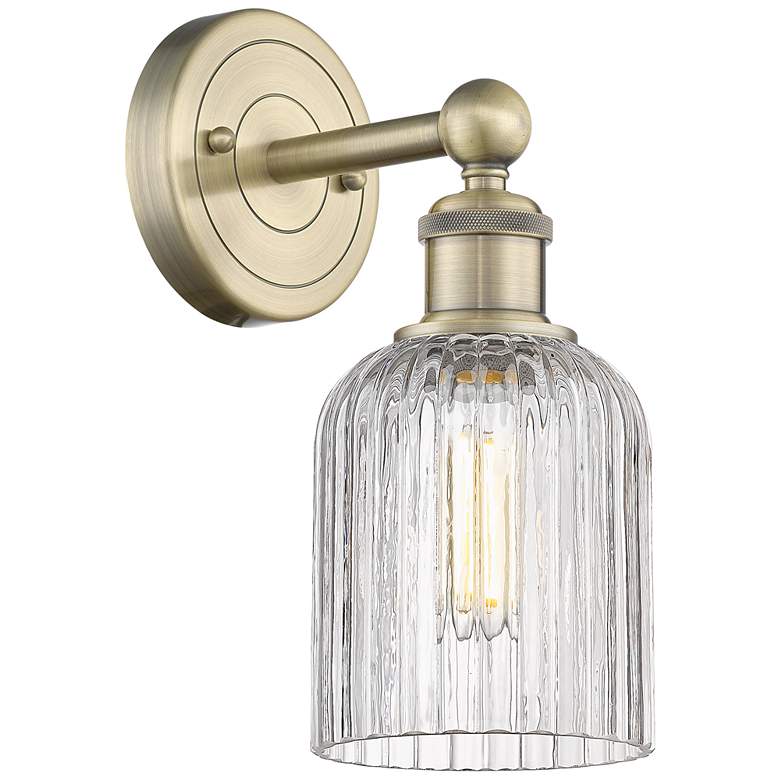 Image 1 Edison Bridal Veil 11.25" High Antique Brass Sconce With Clear Shade