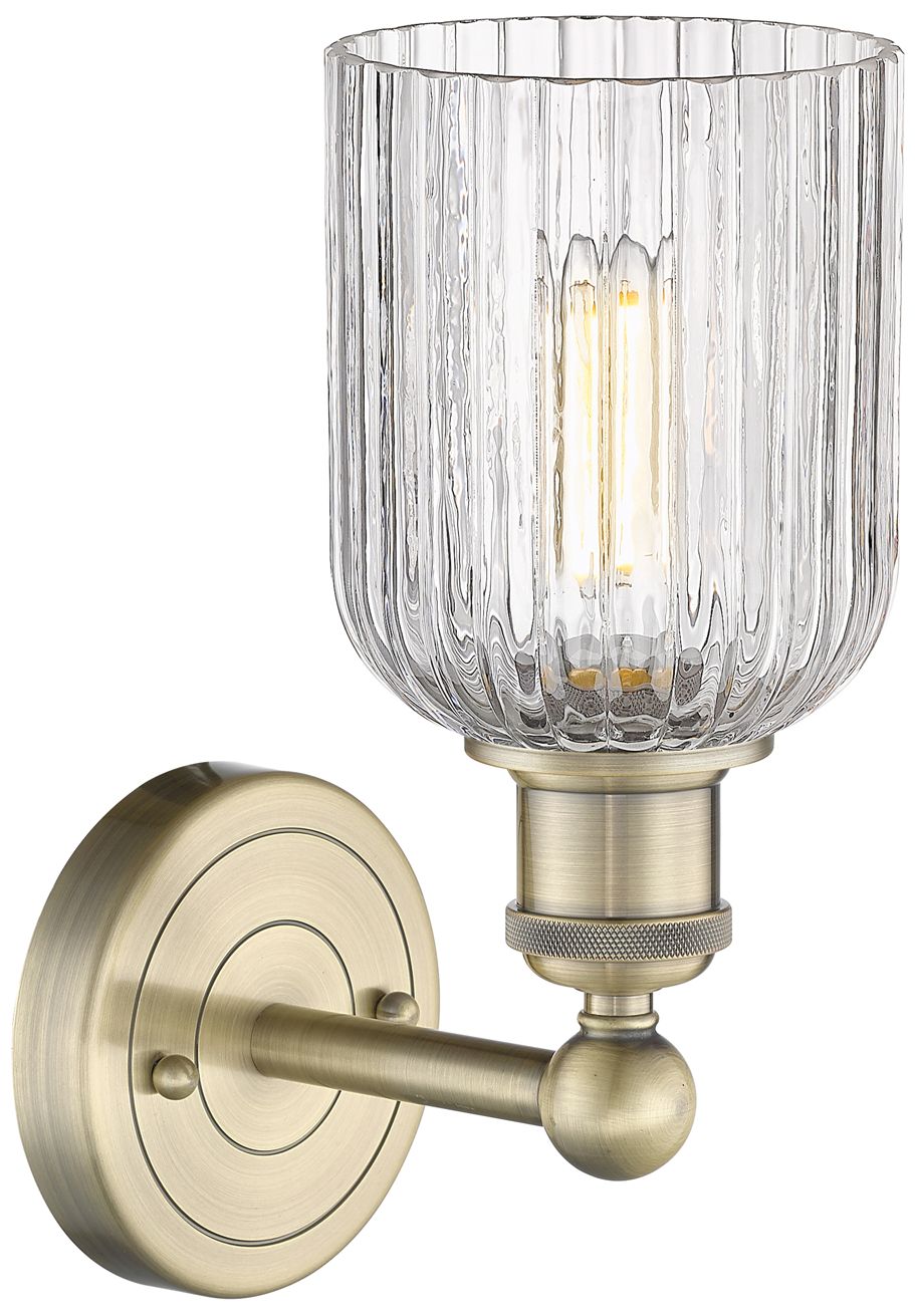 Image 2 Edison Bridal Veil 11.25" High Antique Brass Sconce With Clear Shade more views