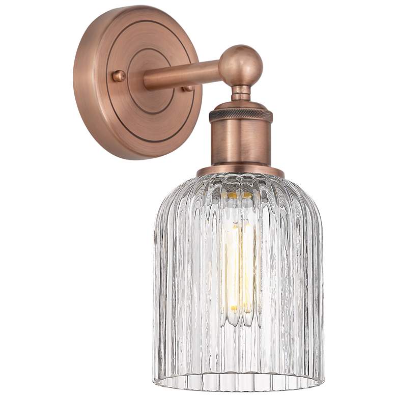 Image 1 Edison Bridal Veil 11.25" High Antique Copper Sconce With Clear Shade