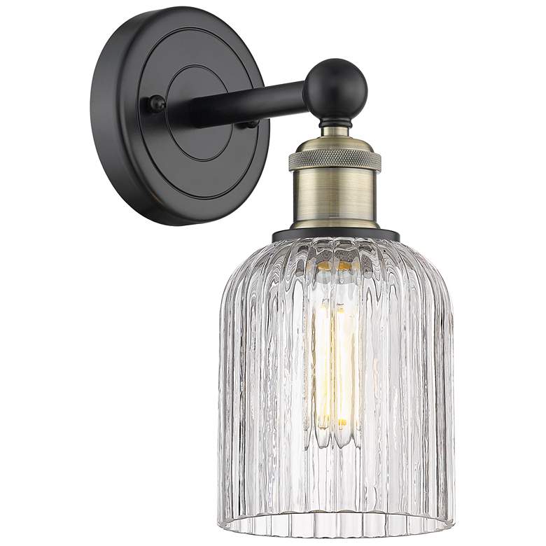 Image 1 Edison Bridal Veil 11.25" High Black Antique Brass Sconce With Clear S