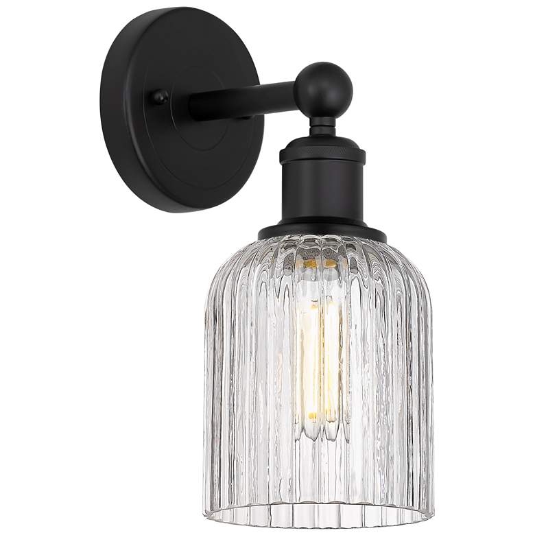 Image 1 Edison Bridal Veil 11.25" High Matte Black Sconce With Clear Shade