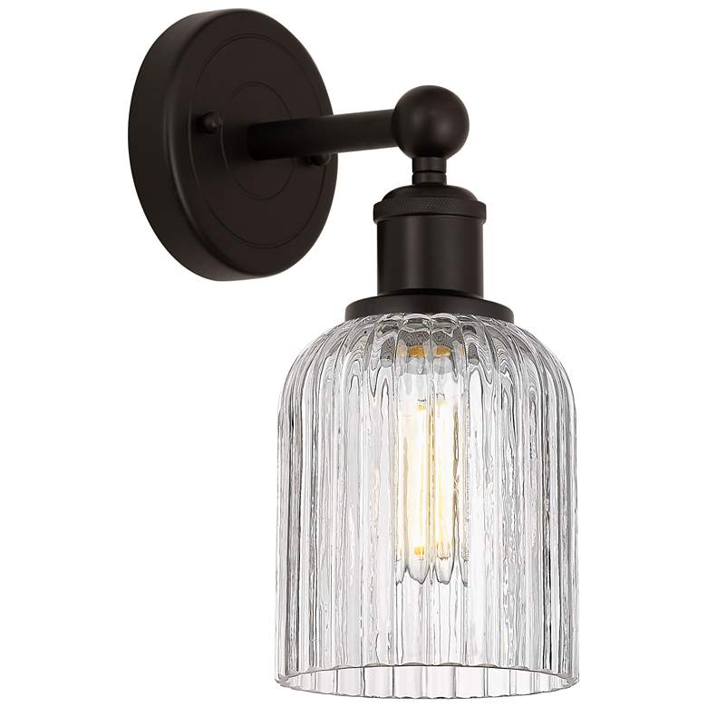 Image 1 Edison Bridal Veil 11.25" High Oil Rubbed Bronze Sconce With Clear Sha