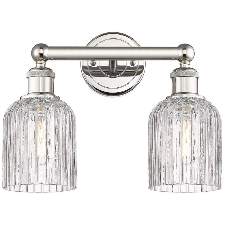 Image 1 Edison Bridal Veil 14"W 2 Light Polished Nickel Bath Light w/ Clear Sh