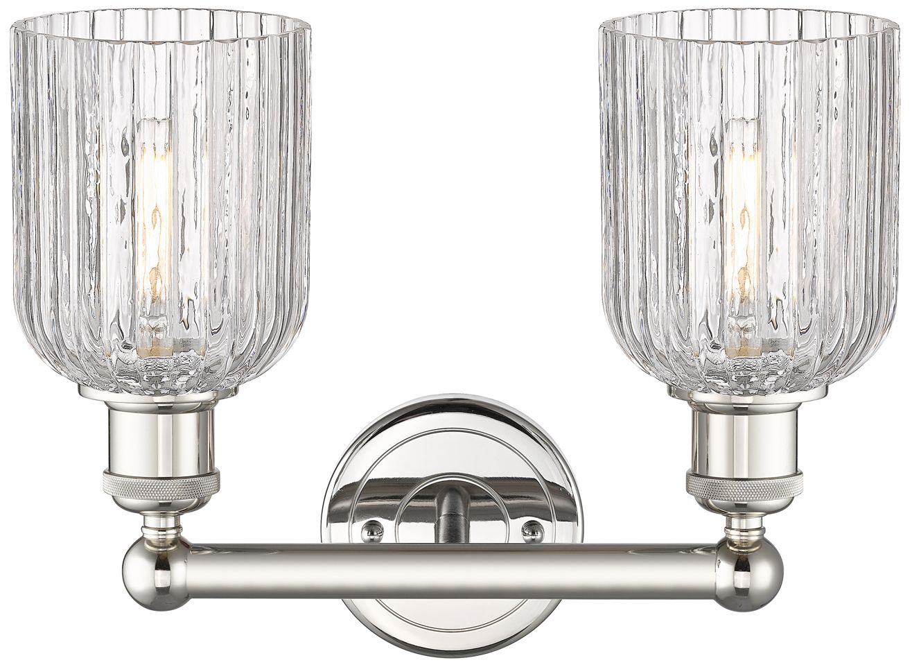 Image 2 Edison Bridal Veil 14"W 2 Light Polished Nickel Bath Light w/ Clear Sh more views