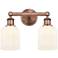 Edison Bridal Veil 2 Light 14" Bath Vanity Antique Copper Gloss White Shade