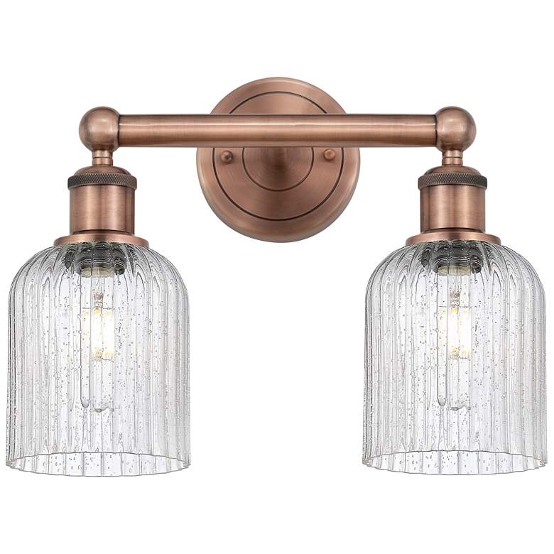 Image 1 Edison Bridal Veil 2 Light 14" Bath Vanity Antique Copper Seedy Shade
