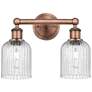 Edison Bridal Veil 2 Light 14" Bath Vanity Antique Copper Seedy Shade