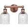 Edison Bridal Veil 2 Light 14" Bath Vanity Antique Copper Seedy Shade