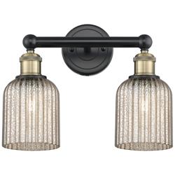 Edison Bridal Veil 2 Light 14" Bath Vanity Black   Brass Mercury Shade