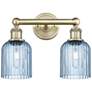 Edison Bridal Veil 2 Light 14" Bath Vanity   Brass Princess Blue Shade
