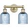 Edison Bridal Veil 2 Light 14" Bath Vanity   Brass Princess Blue Shade