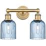 1_Edison Bridal Veil 2 Light 14" Bath Vanity Brass Princess Blue Shade