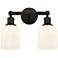 Edison Bridal Veil 2 Light 14" Bath Vanity Bronze Gloss White Shade