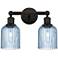 Edison Bridal Veil 2 Light 14" Bath Vanity Bronze Princess Blue Shade