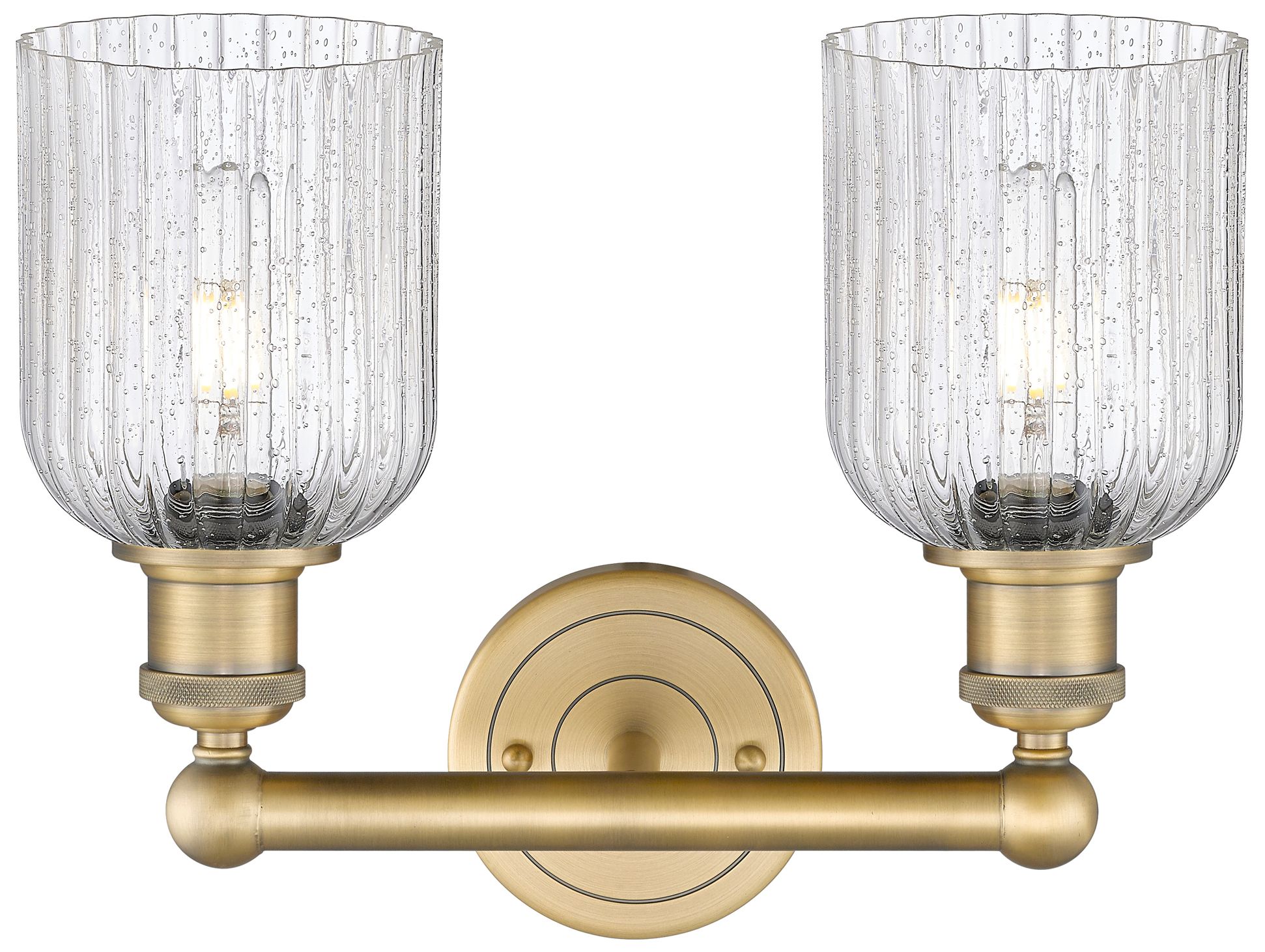 Image 2 Edison Bridal Veil 2 Light 14" Bath Vanity Brushed Brass Seedy Shade more views