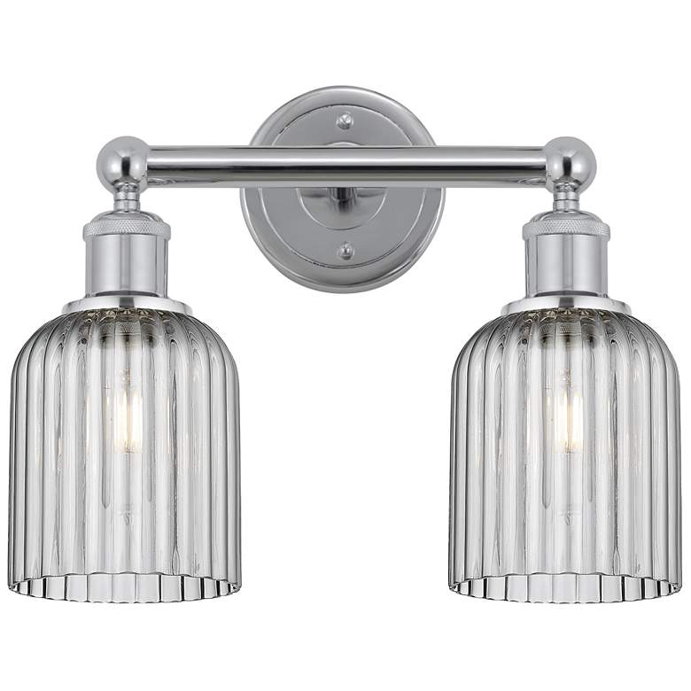 Image 1 Edison Bridal Veil 2 Light 14" Bath Vanity Chrome Light Smoke Shade
