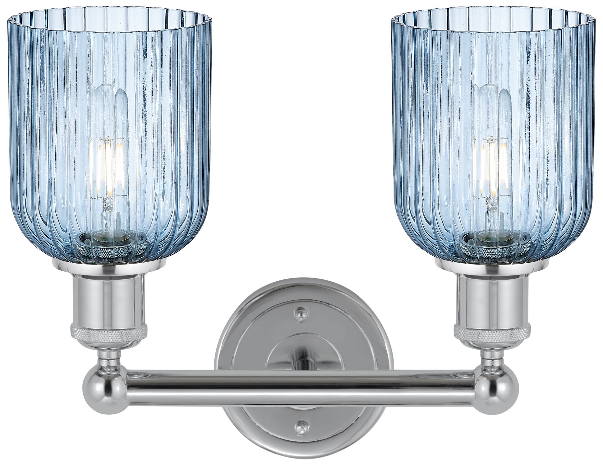 Image 2 Edison Bridal Veil 2 Light 14" Bath Vanity Chrome Princess Blue Shade more views