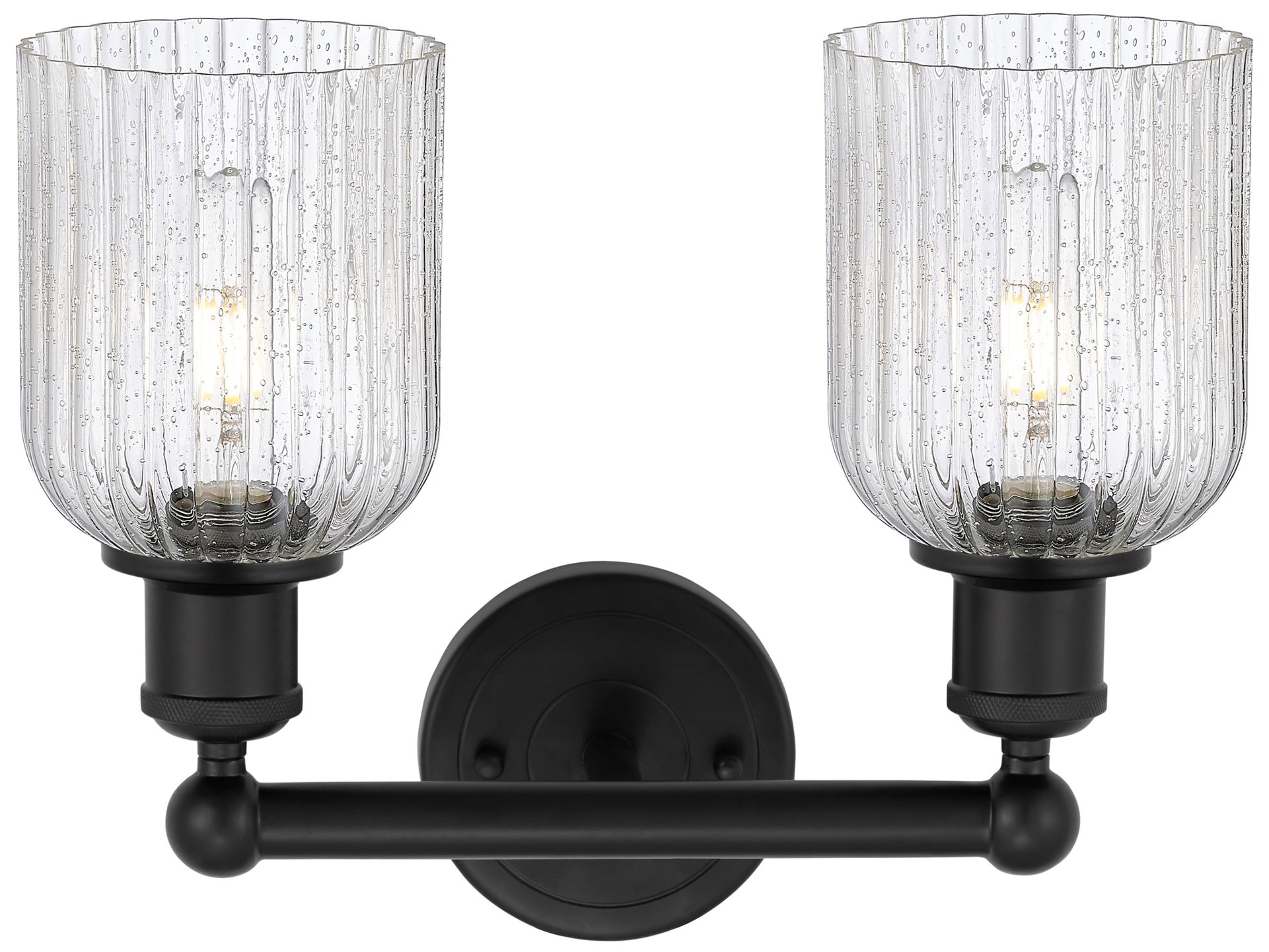 Image 2 Edison Bridal Veil 2 Light 14" Bath Vanity Matte Black Seedy Shade more views