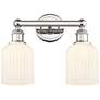 Edison Bridal Veil 2 Light 14" Bath Vanity Nickel Gloss White Shade