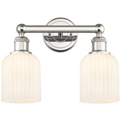 Edison Bridal Veil 2 Light 14" Bath Vanity Nickel Gloss White Shade
