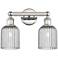 Edison Bridal Veil 2 Light 14" Bath Vanity Nickel Light Smoke Shade