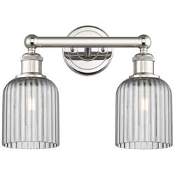 Edison Bridal Veil 2 Light 14" Bath Vanity Nickel Light Smoke Shade