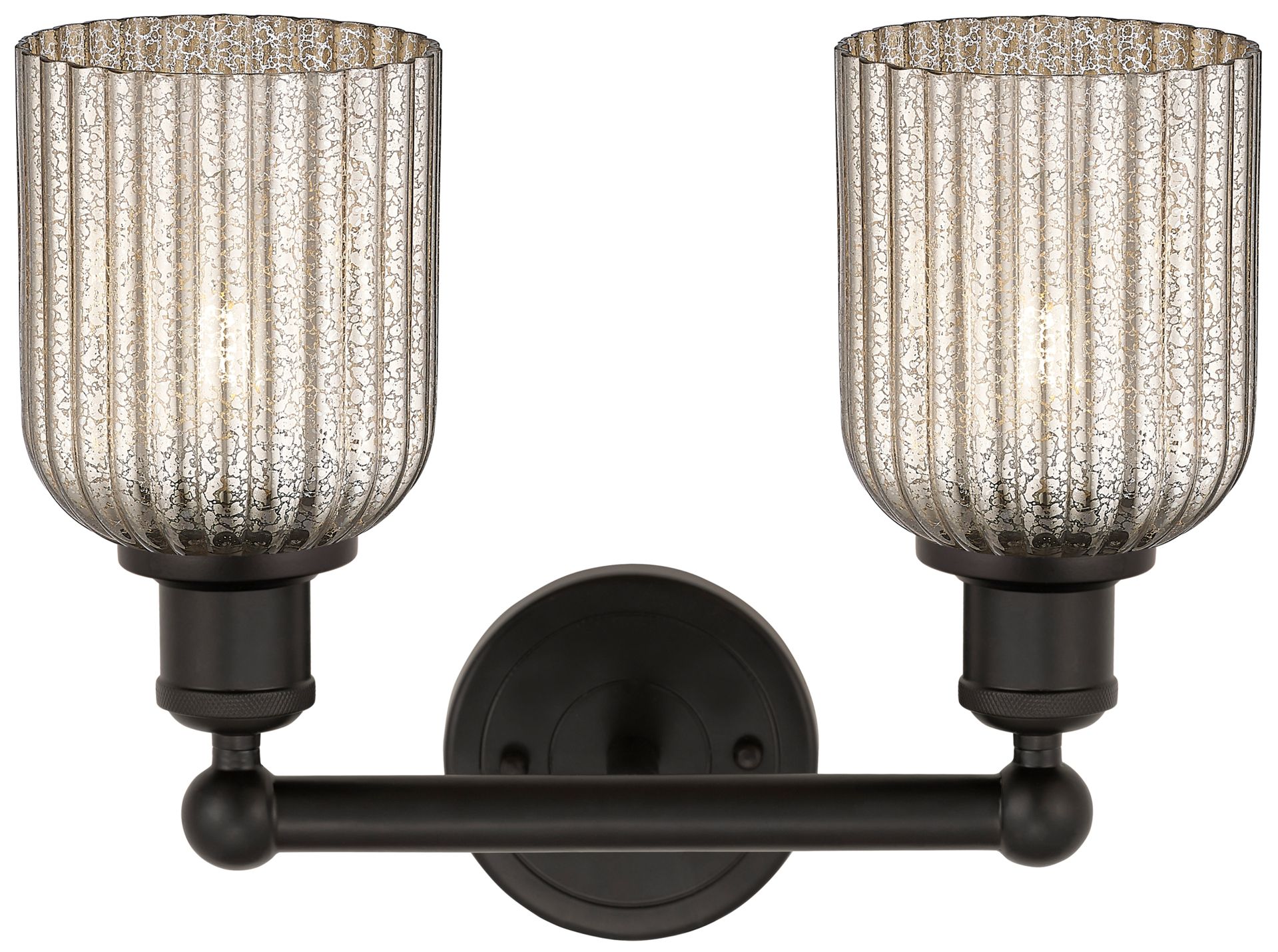 Image 2 Edison Bridal Veil 2 Light 14" Bath Vanity Oil Rubbed Bronze Mercury Shade more views
