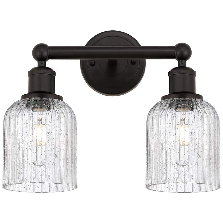 Image 1 Edison Bridal Veil 2 Light 14" Bath Vanity Oil Rubbed Bronze Seedy Shade