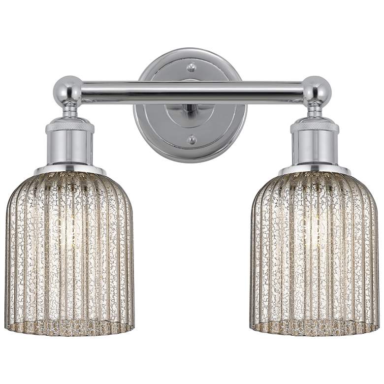 Image 1 Edison Bridal Veil 2 Light 14" Bath Vanity Polished Chrome Mercury Shade