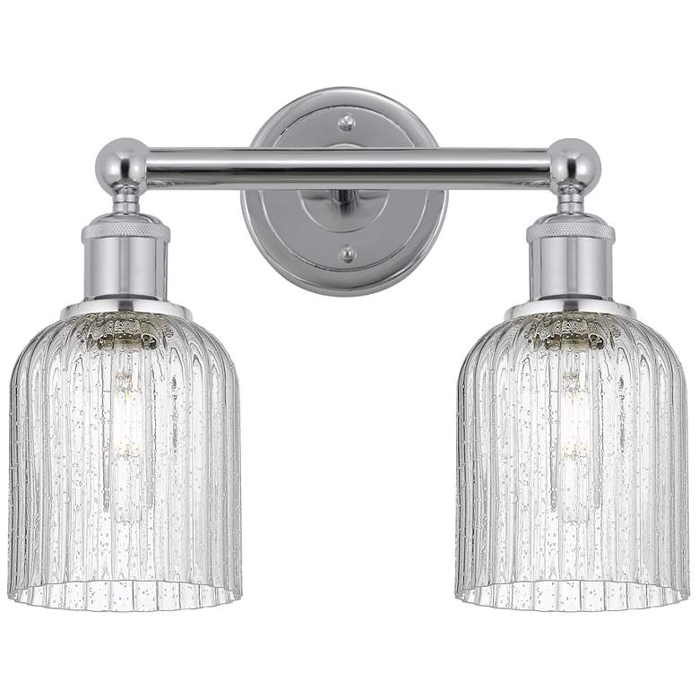 Image 1 Edison Bridal Veil 2 Light 14" Bath Vanity Polished Chrome Seedy Shade