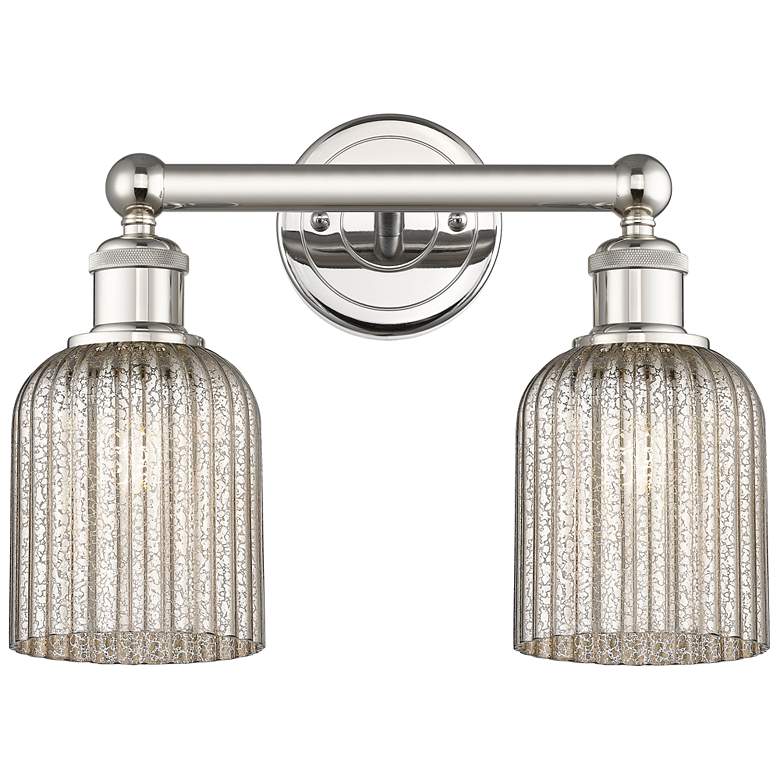 Image 1 Edison Bridal Veil 2 Light 14" Bath Vanity Polished Nickel Mercury Shade