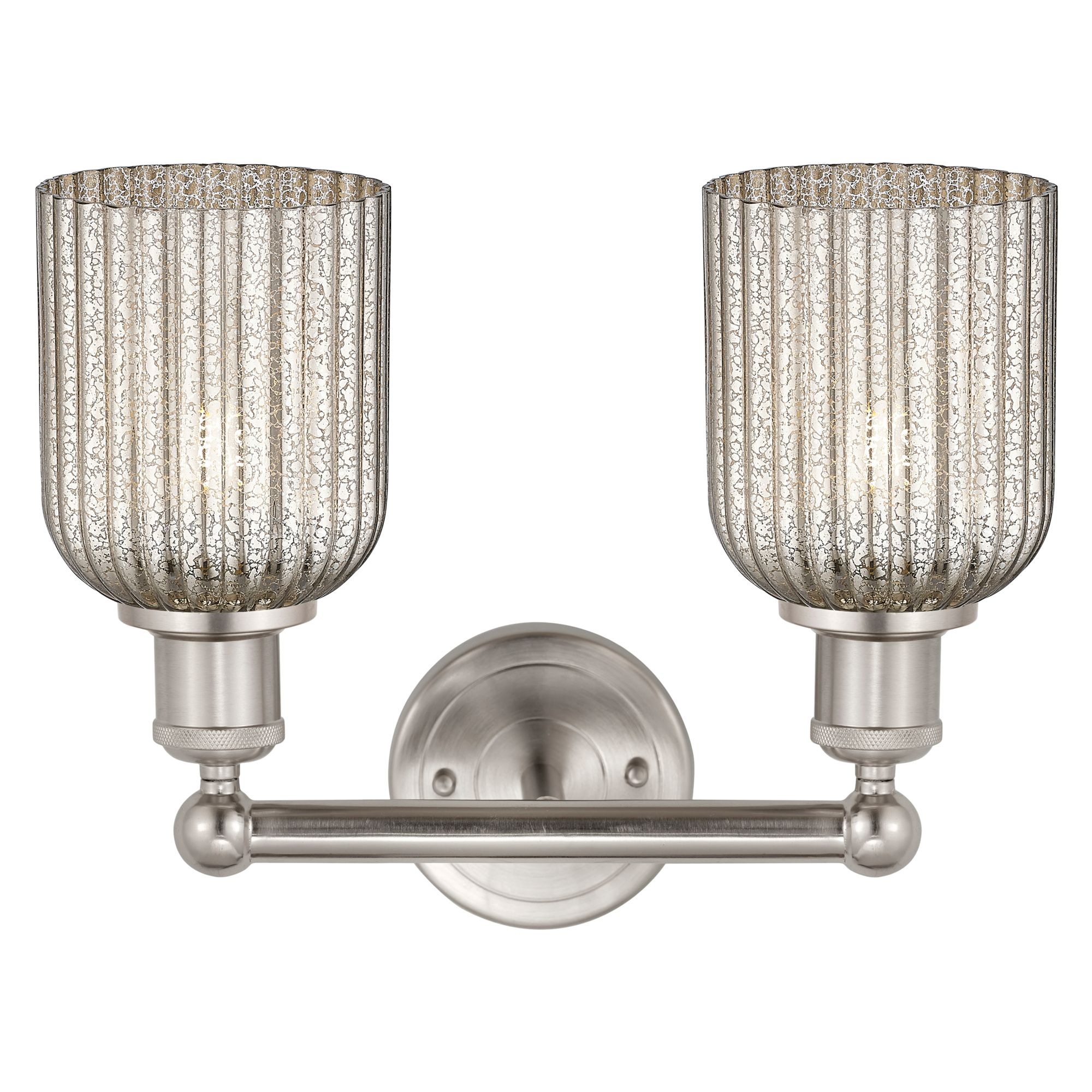 Image 2 Edison Bridal Veil 2 Light 14" Bath Vanity Satin Nickel Mercury Shade more views