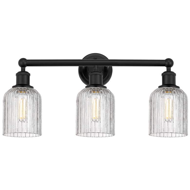 Image 1 Edison Bridal Veil 23" Wide 3 Light Matte Black Bath Light With Clear