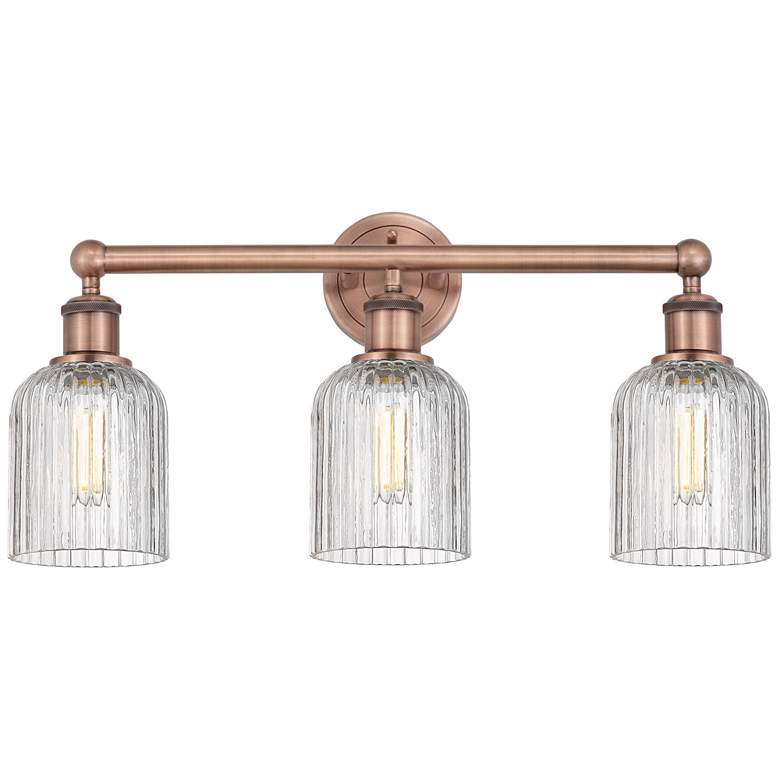 Image 1 Edison Bridal Veil 23"W 3 Light Antique Copper Bath Light w/ Clear Sha