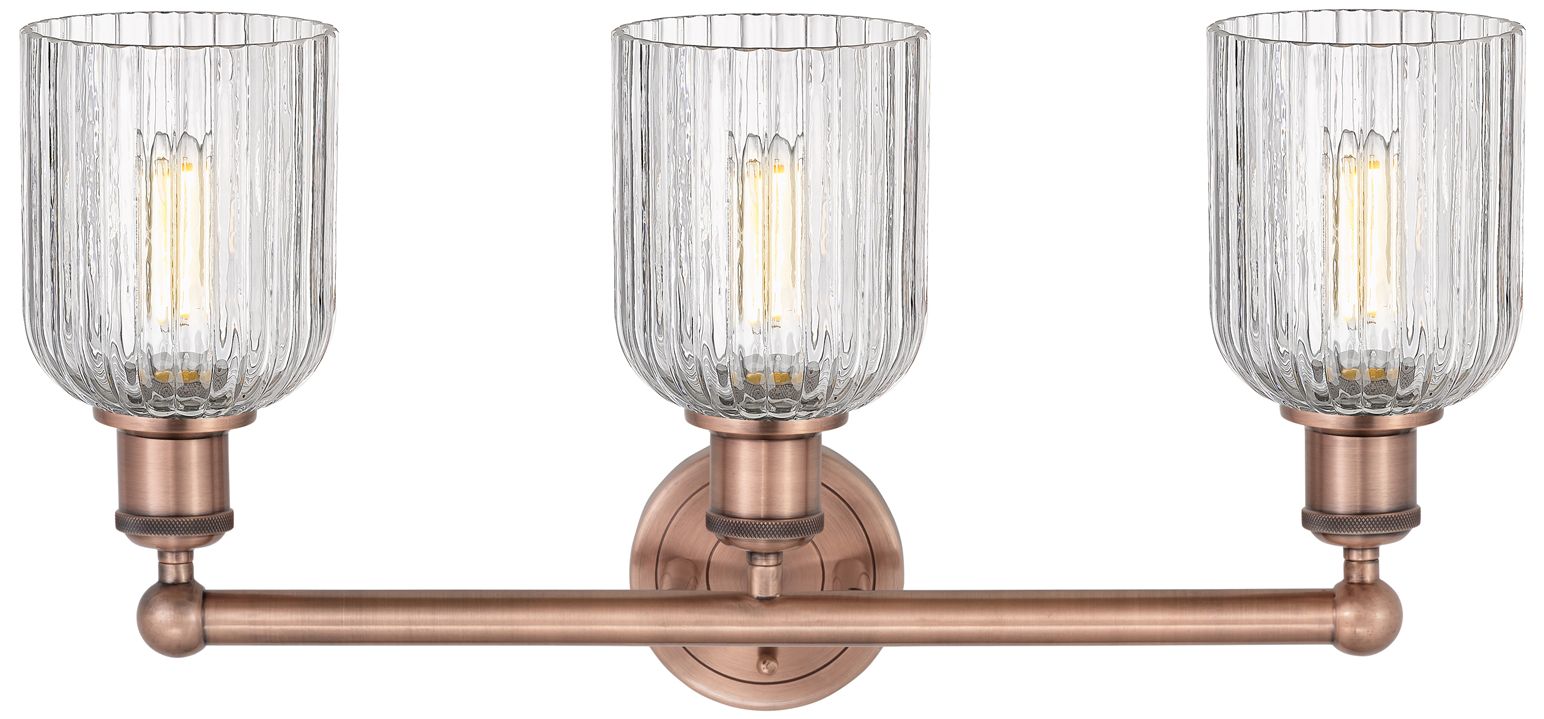 Image 2 Edison Bridal Veil 23"W 3 Light Antique Copper Bath Light w/ Clear Sha more views