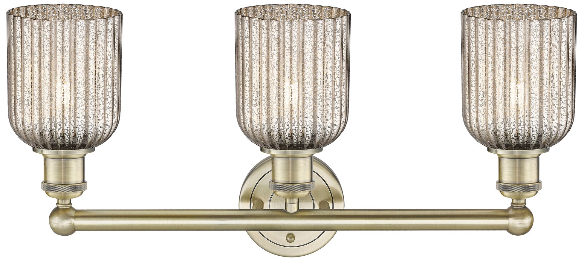 Image 2 Edison Bridal Veil 3 Light 23" Bath Vanity Antique Brass Mercury Shade more views
