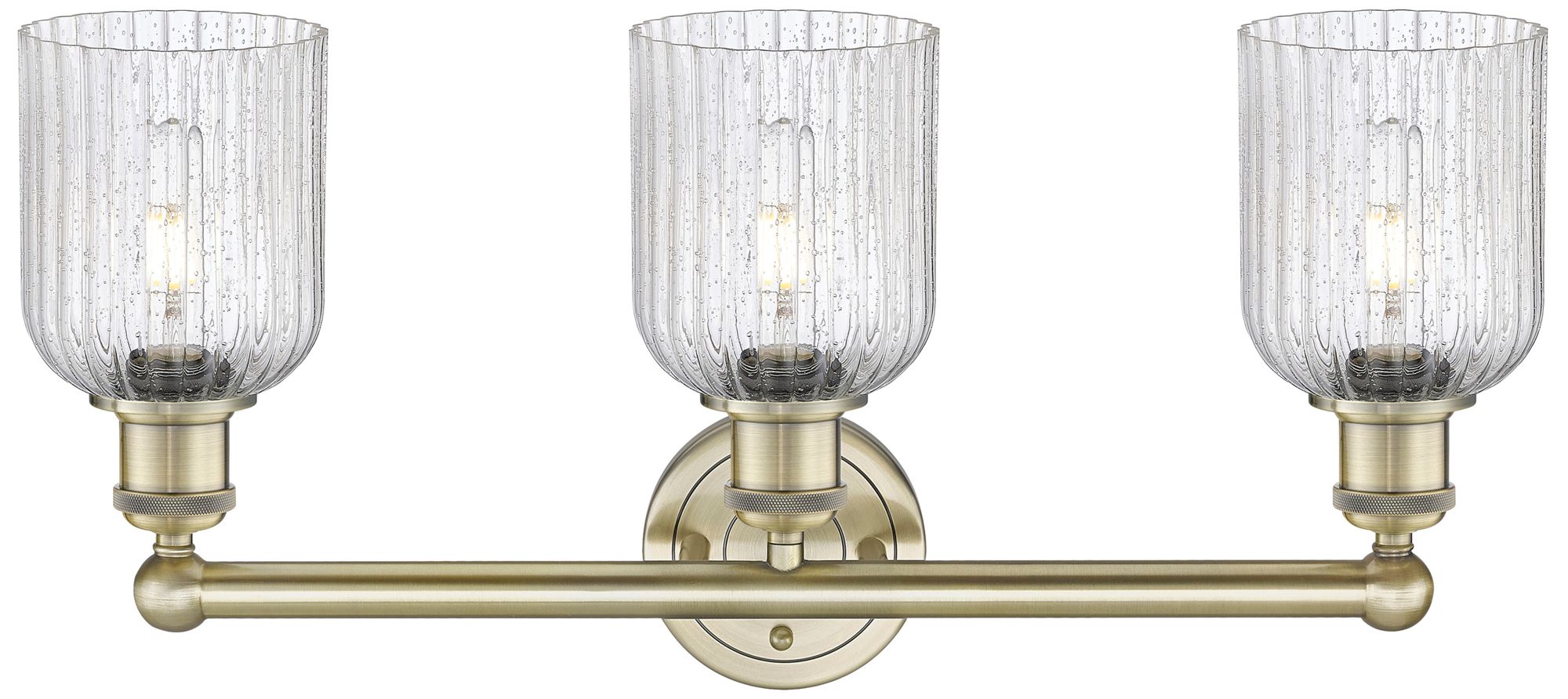 Image 4 Edison Bridal Veil 3 Light 23" Bath Vanity Antique Brass Seedy Shade more views
