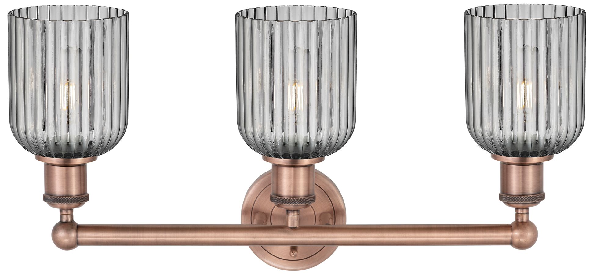 Image 2 Edison Bridal Veil 3 Light 23" Bath Vanity Antique Copper Light Smoke Shade more views