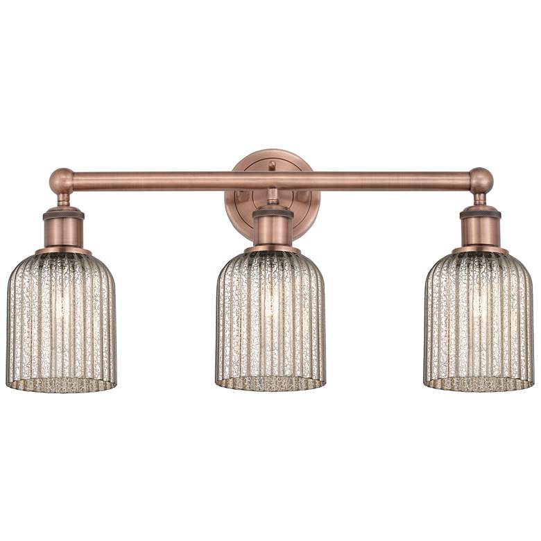 Image 1 Edison Bridal Veil 3 Light 23" Bath Vanity Antique Copper Mercury Shade