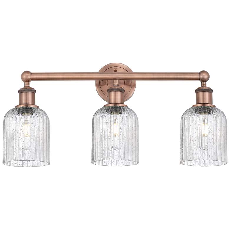 Image 1 Edison Bridal Veil 3 Light 23" Bath Vanity Antique Copper Seedy Shade