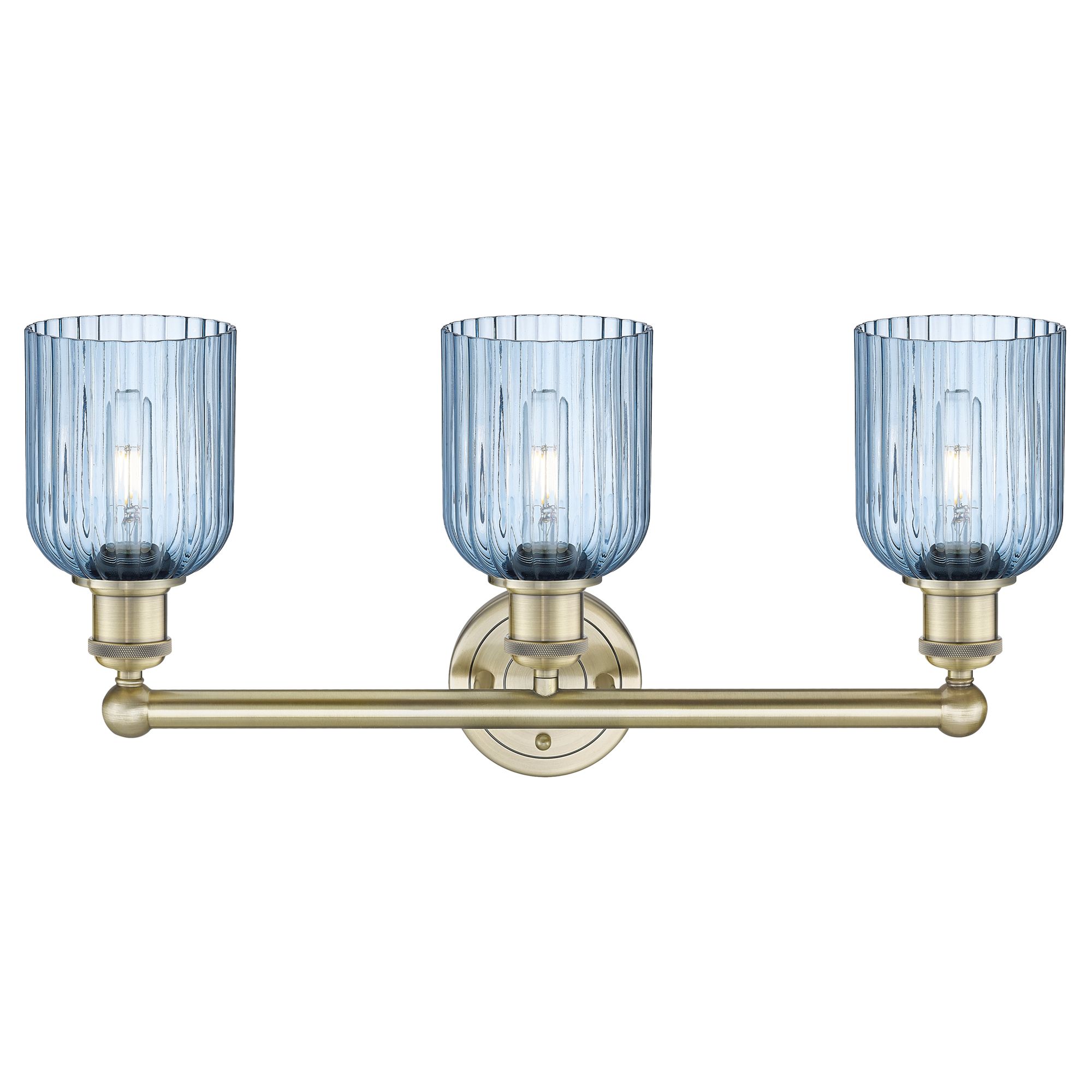 Image 2 Edison Bridal Veil 3 Light 23" Bath Vanity   Brass Princess Blue Shade more views