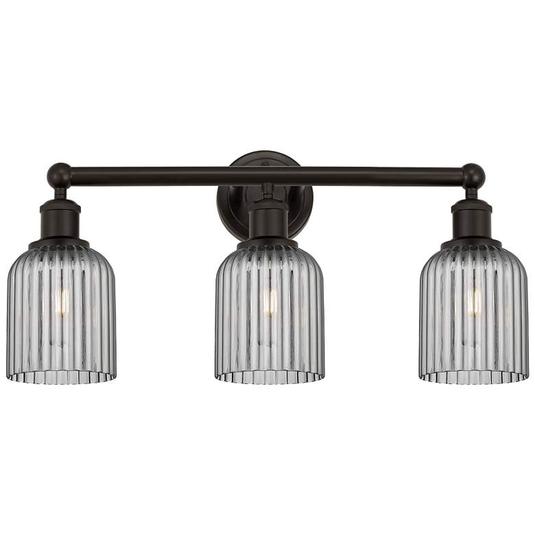 Image 1 Edison Bridal Veil 3 Light 23" Bath Vanity Bronze Light Smoke Shade