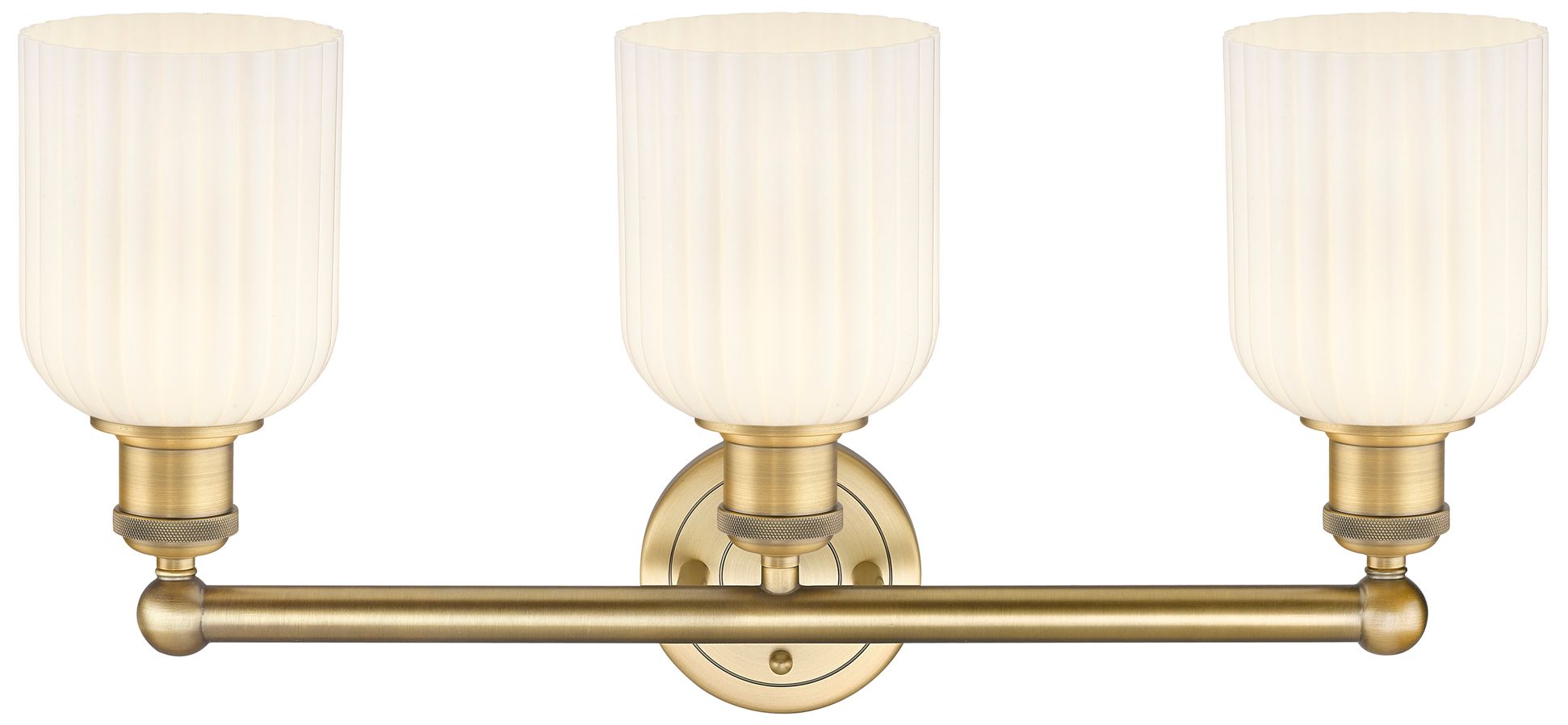 Image 2 Edison Bridal Veil 3 Light 23" Bath Vanity Brushed Brass Gloss White Shade more views