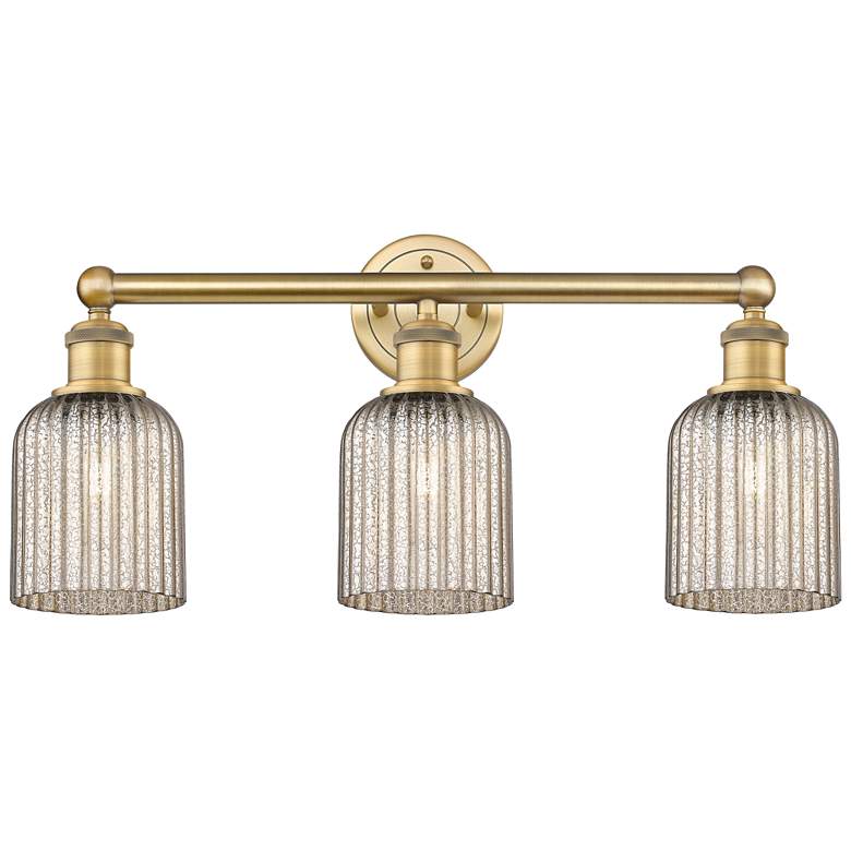 Image 1 Edison Bridal Veil 3 Light 23" Bath Vanity Brushed Brass Mercury Shade