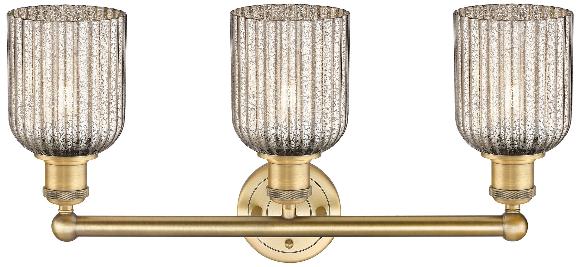 Image 2 Edison Bridal Veil 3 Light 23" Bath Vanity Brushed Brass Mercury Shade more views